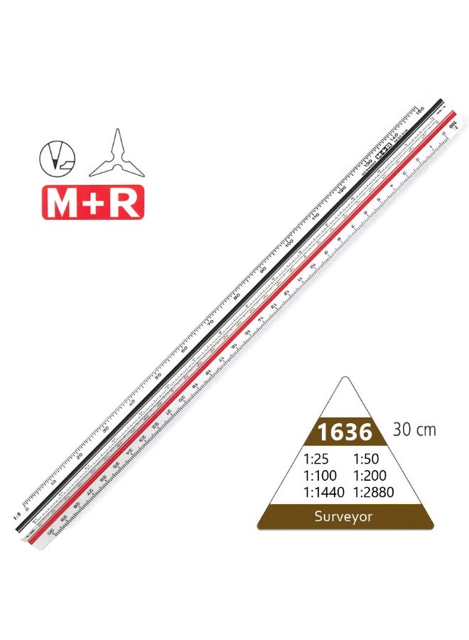 M+R 30cm Ruler Professional Triangular Scale Ruler - Image 1